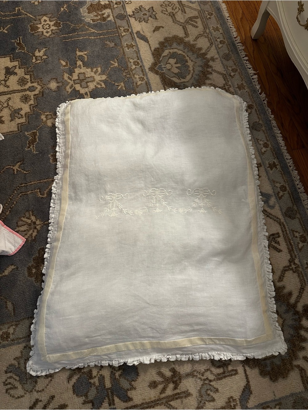 Pom Pom at Home White Embroidered Decorative Pillow Sham